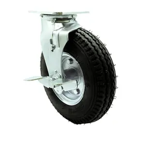 Service Caster MCM-SCC-100S280-PNB-BLK-TLB Replacement for McMaster Carr Caster 22925T742 - Swivel Top Plate Caster with 8 in. Black Pneumatic Wheel & Top Lock Brake - 300 lbs Capacity per Caster