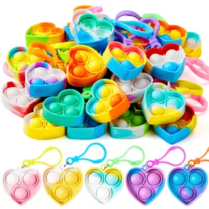 Valentine's Day Gifts for Kids Heart Pop Fidget Keychain 30 Pack Pop Fidget Toys Bulk Party Favors for Kids 4-8,8-12 Years, Goodie Bag Stuffers Classroom Prizes Birthday Sensory Toys Gifts Kids Outdoor Play