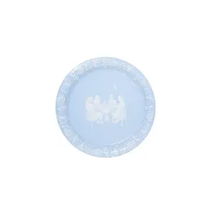 Mini Emily Hall's OK Let's Mahj Ice Blue Jasperware Dessert Paper Plate - 50 pack