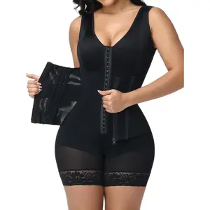 Overbust Fajas Colombianas Shapewear for Women Tummy Control Body Shaper Girdles Post Surgery Compression Garment corset with Lace Trim corset tops for women bodysuits for women faja shapewear