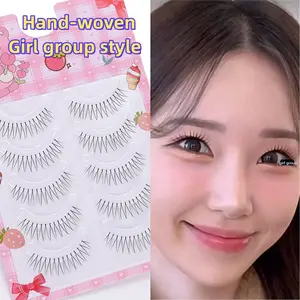 5 Pairs Women's False Eyelashes, Ultra-Fine Fiber Fish Line Lashes, Korean Style Sunflower V-Shape Makeup, 1 Box