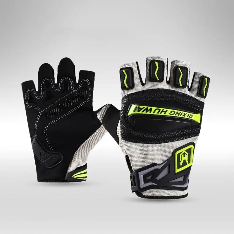 Half-Finger Protective Gloves, Unisex Breathable Shock-Absorbent Design with Wrist Wrap for Mountain Biking and Dual Sport, Protective Glove, Offroad, Half-Finger Gloves