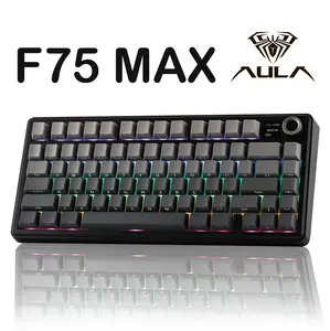 Aula F75 MAX Wireless Mechanical Keyboard 75% Layout Hot Swappable RGB Backlit Gasket Design TFT Screen Knob for PC Mac Linux