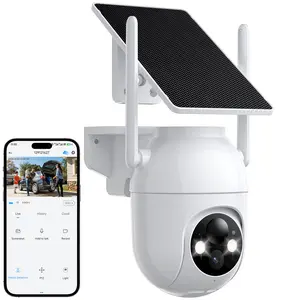 Security Cameras Wireless Outdoor WiFi, Solar Battery Powered, 360° View, AI Human Detection, Color Night Vision, 2-Way Audio, Real-Time Alerts, IP66 Waterproof, SD/Cloud Storage White