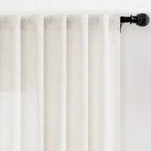 Natural Semi Sheer Curtains 108 Inch Long, 2 Panels Light Filtering Curtains Drapes with Rod and Back Tab for Living Room Bedroom Farmhouse Decor, W52 x L108