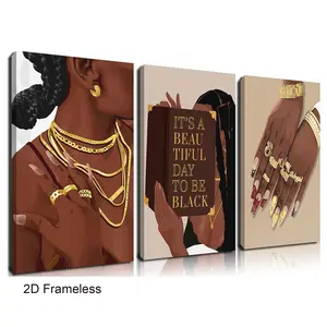 3-Piece Set, Black Women Wall Art, Black Girl Poster, Abstract African American Artistic Canvas Print, Art Prints, Decorative Art, Modern Bohemian Style Women's Artwork, Suitable for Bedrooms, Living Rooms, Offices, Frameless