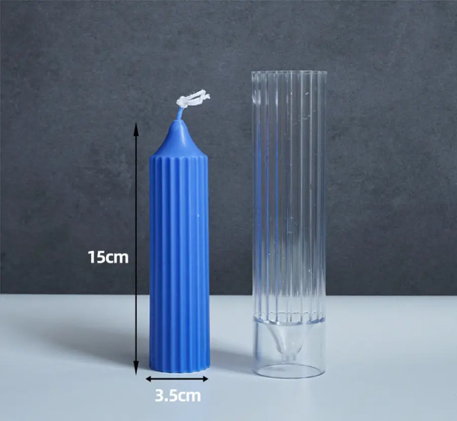 Candle Acrylic Mold Scented Candle DIY Mold 15cm x 3.5cm Semi-Transparent Acrylic for Candles Plaster Aromatherapy -40°C to 220°C