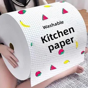 Lazy Cleaning Cloth Oil Water Absorbing Disposable Dishcloth Home Wet Dry Dual Use Extra Large Roll Kitchen Towel Flexible Huge Paper Sound Activation Spot Light Tear-A-Square Multisize Towels - Surface Wipes artificial holly berry stylish headwear