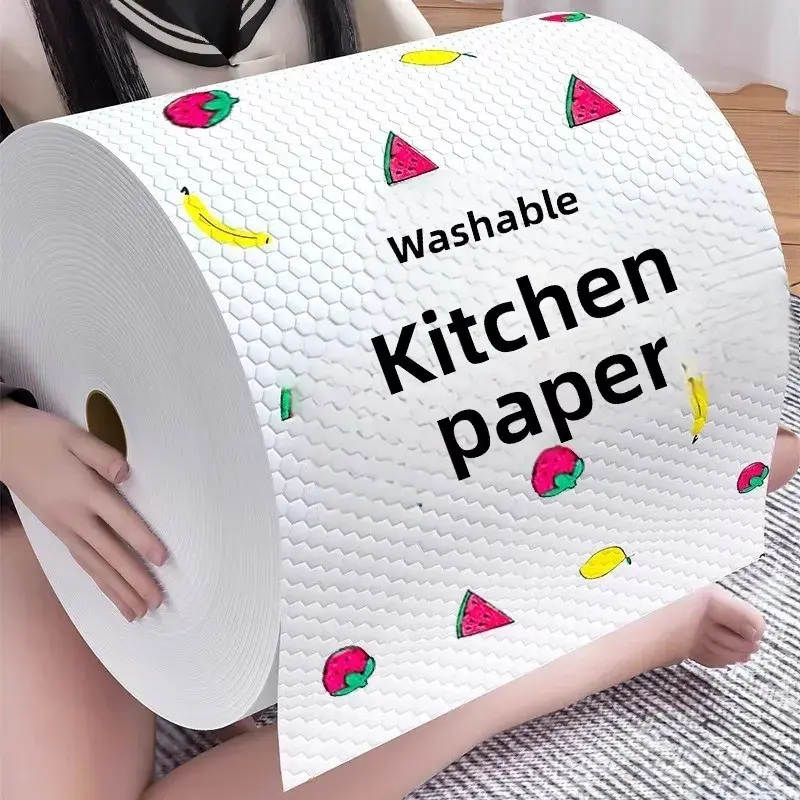 Lazy Cleaning Cloth Oil Water Absorbing Disposable Dishcloth Home Wet Dry Dual Use Extra Large Roll Kitchen Towel Flexible Huge Paper Sound Activation Spot Light Tear-A-Square Multisize Towels - Surface Wipes artificial holly berry stylish headwear