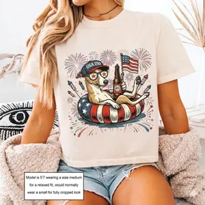 USA 250 Boxy Tee Whippet Dog Graphic Tee Cropped Shirt Women’s Dog Lover Shirt Patriotic American Flag Vintage Style Tee Dog Lover Gift