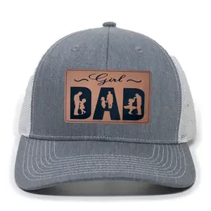 Girl Dad Hat – Leather Patch Trucker Cap for Fathers of Daughters – Dad Life Snapback – Girl Dad Gift Hat for Him -  FREE Keychain with purchase