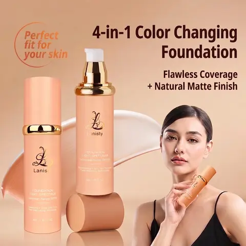 Lanisty Color Changing Foundation 4 in 1-Light Spectrum for Flawless Moisturizing Makeup Foundation, Long-lasting, Matte, Waterproof, Lightweight Concealer Moisturizer olive skin foundation foundation dry skin