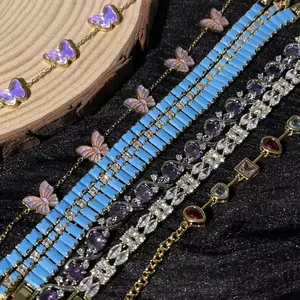 Loveden Teal Purple Mix Color Butterfly Tennis Bracelet For Women & Men Daily Hypoallergenic Charm Jewelry Accessories Eve Valentines gifts for gf her