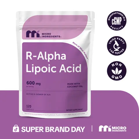 Micro Ingredients R Alpha Lipoic Acid 600mg with Coconut Oil, 120 Softgels