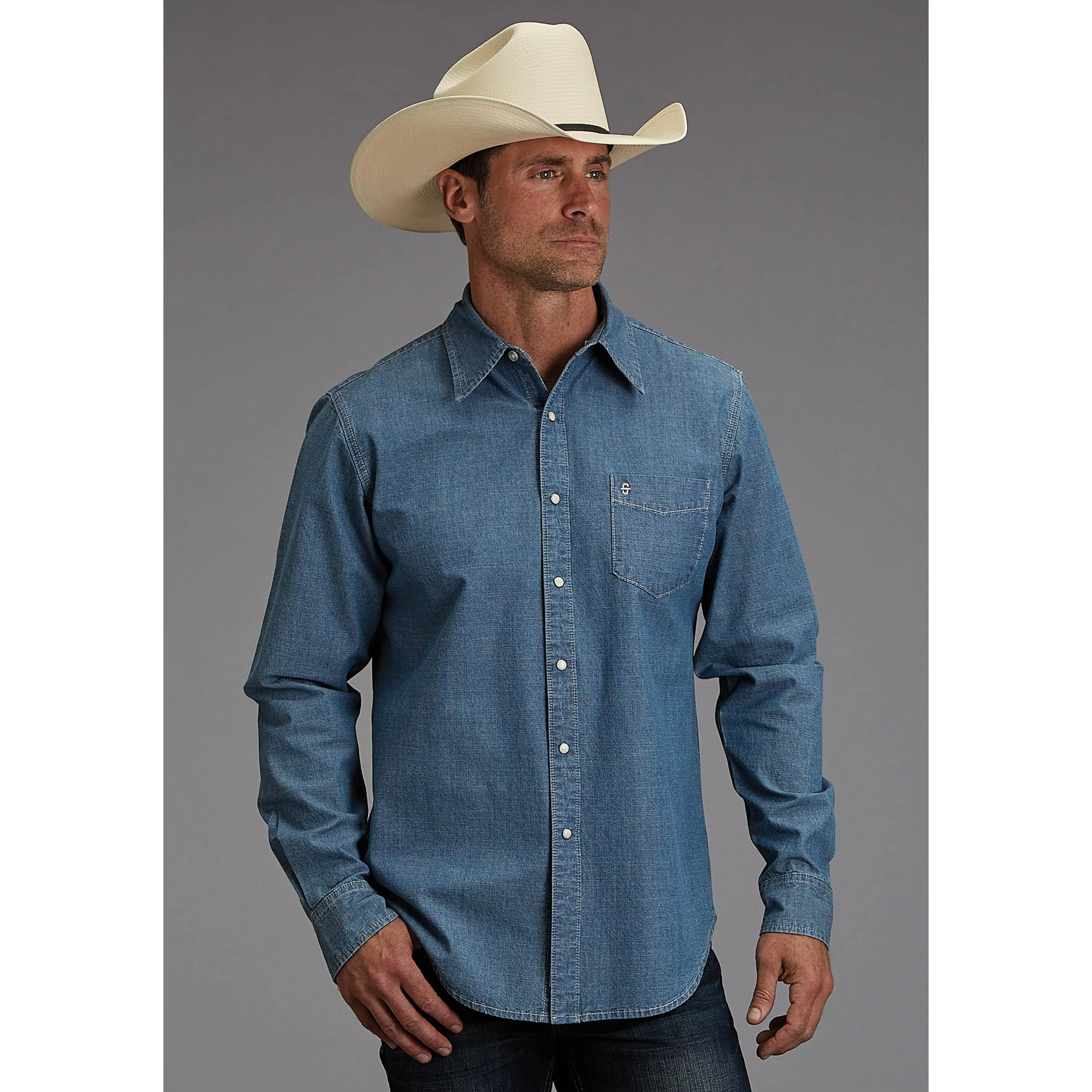 Men's Stetson Blue Chambray Denim Shirt