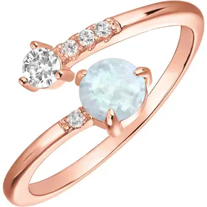 PAVOI 14K Gold Plated Adjustable Created Opal Rings - Stacking Rings for Women