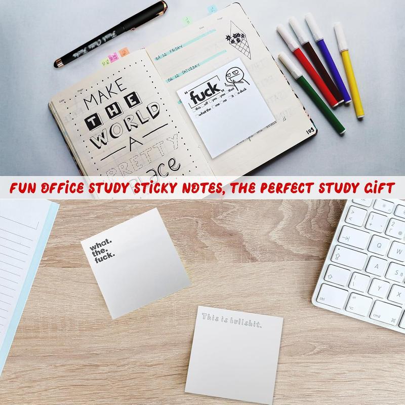 4/8 Pcs Funny Sticky Note, Funny Spoof -it Notes and Pens,  Off Sticky Notes for Study Office Supplies, Notebook Labels,  (8PCS)