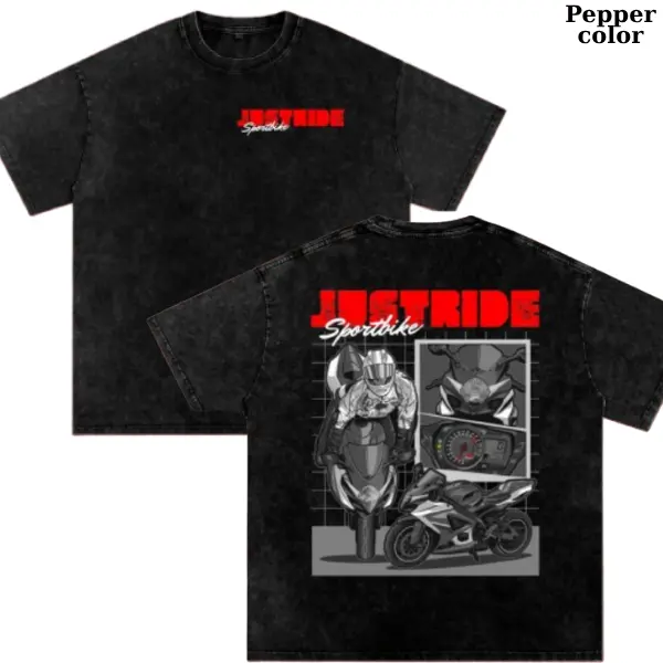 Motorcycle Rider Graphic Tee, Just Ride Sportbike Streetwear Shirt, Cool Biker Art T-shirt, Race Bike Aesthetic, Mens Womenswear Top