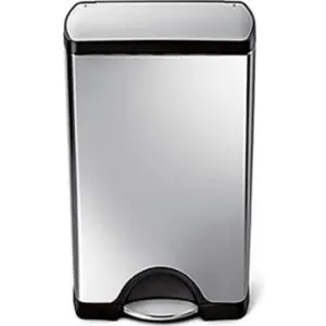 Simplehuman 260995SS CW1814 Rectangular Step Can - 10 gal, Brushed Stainless Steel