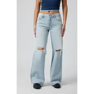 Women's Ripped Fray Low Rise Baggy Jeans Light Indigo  they deliver effortlessly cool vibes.