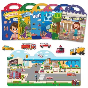 Reusable Cartoon Jelly Sticker Book for Kids, Waterproof Portable Quiet Sticker Book, Montessori Early Education Toy Gift, Waterproof Stickers, Sticker Album