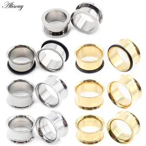Alisouy 1PC 1.6-25mm G23 Titanium Pulley Double Flared Ear Gauges Tunnels Plugs Stretchers Expander Flesh Piercing Body Jewelry