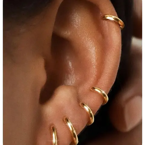 5 Pairs Hoop Shape Earrings for Women Girls Men, 14k Gold Plated Small Gold Silver Hoop Earrings, Cubic Zirconia Cartilage Sleepers, Earring Hoops, Earrings Set