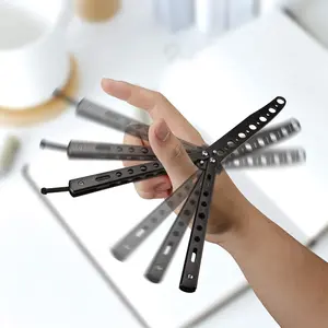 Balisong Butterfly Trainer Knife, Used for flipping techniques.The ideal gift for fathers and boys. Hand dexterity training device. The ideal gift for fathers and boys. Titanium Alloy Blades Outdoor Multifunctional Tools