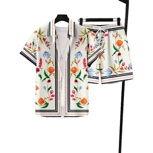 Stylish Men's Floral Print Two-Piece Set Top & Pants for Everyday Wear Comfortable Trendy Casual Outfit