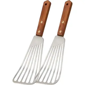 1 Slotted Elegant  Fish Turner Spatula  Metal Fish Spatula with 6.5-Inch  &  Walnut Wooden Handle  Ideal for  and Professional Chefs