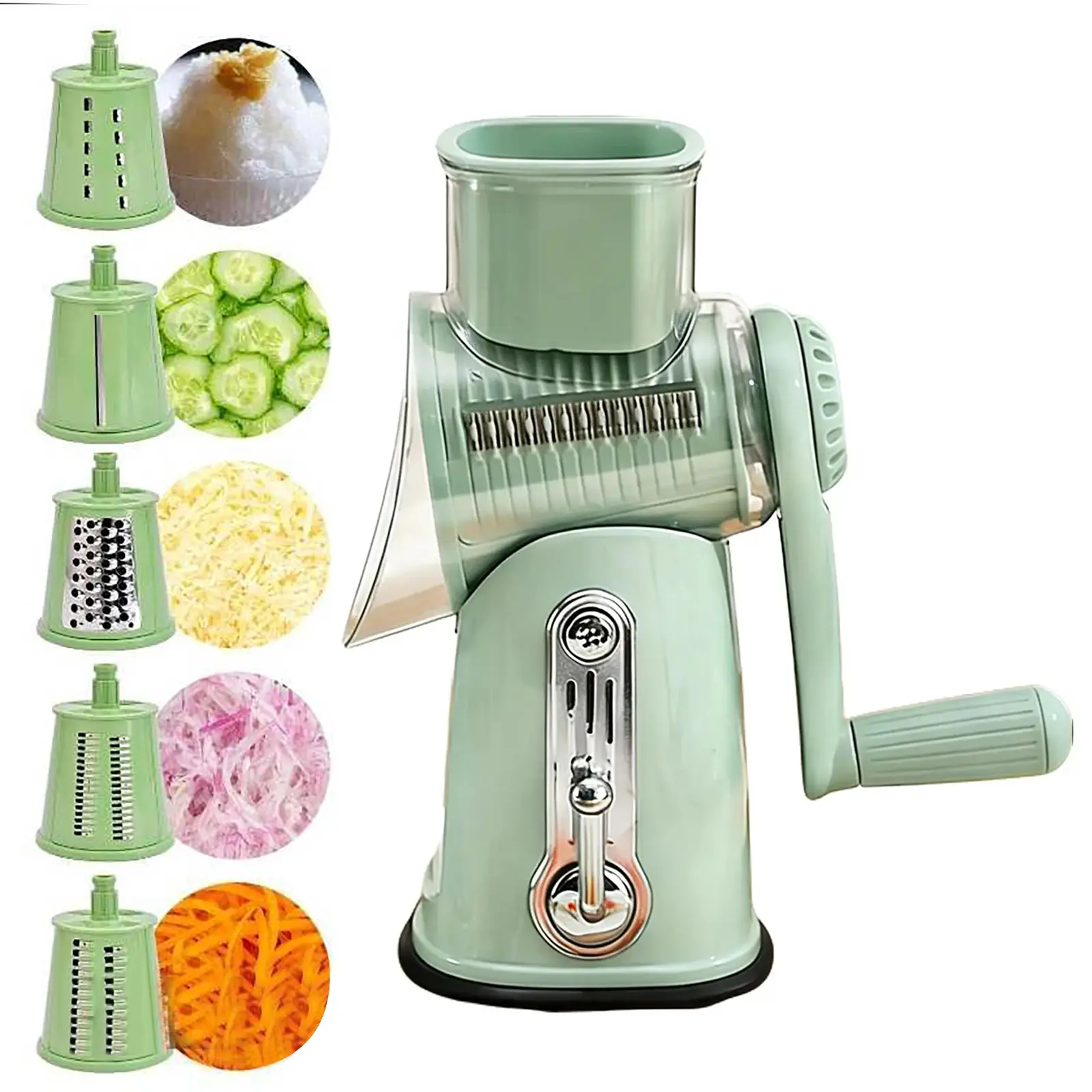 Kitchen Mandoline Slicer for Efficient Cutting | Versatile Rotary Grater for Fruits, Veggies & More | Dishwasher-Safe Parts