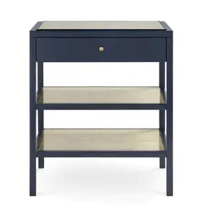 Caanan 1-Drawer Side Table in Midnight Blue Lacquer