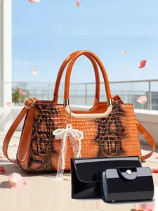 High-Value Three-Piece Women's Handbag Set, New Fashion Crocodile Print Shoulder Bag, Casual Versatile Commuter Crossbody Bag, Crossbody Option