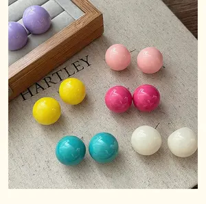 Dopamine-inspired colorful candy-colored ball earrings. Sweet and cute, creamy pastel shades, 3D spherical stud earrings, perfect for everyday wear.
