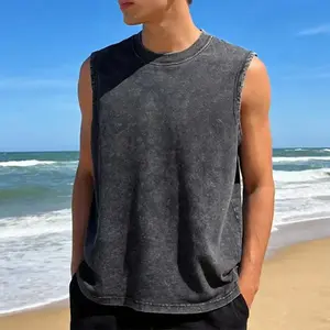 Men’s Basic Solid Color Pack of 4 - Vintage Washed Sports Vest/Tank Top, Cotton Sleeveless, Hip-Hop Gym Wear, Summer 2026 67 shirt silverfish clothes trend gift book merch