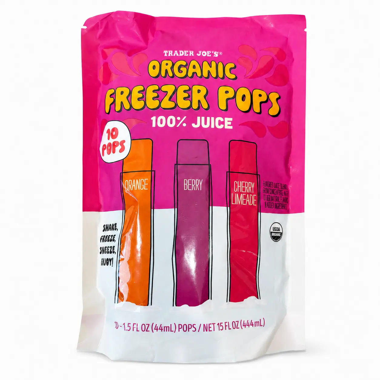 Trader Joe’s Organic Freezer Pops 10 Pops 100% Juice