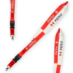 Peru Flag Lanyard, Keychain, Keyholder, ID Holder