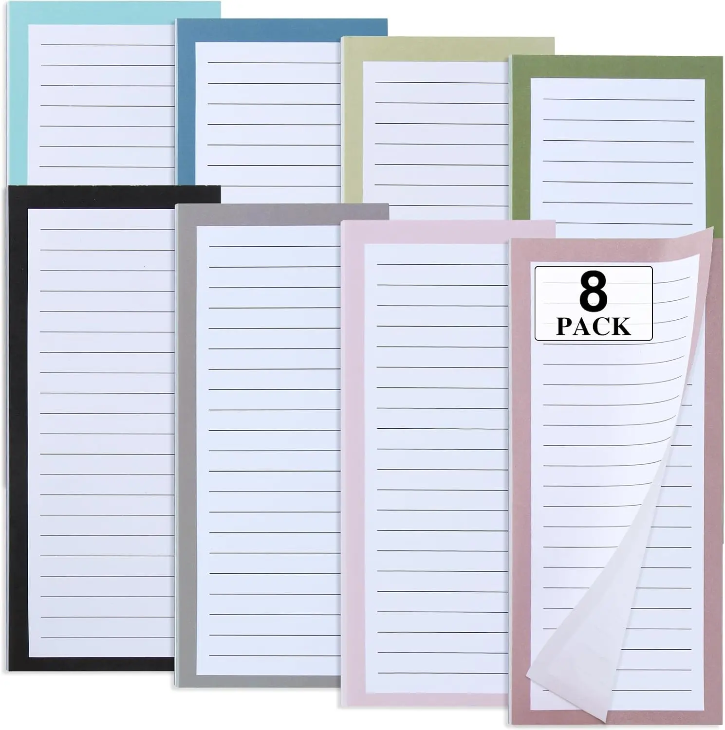 8 Pack Magnetic Notepads for Refrigerator，Notepads Grocery List Magnet Pad for Fridge,Full Magnet Back Design Notepad for Grocery List, Shopping List, To-Do List, Reminders