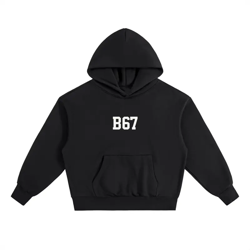 B67 Heavyweight Fleece Hoodie – Black on White Edition