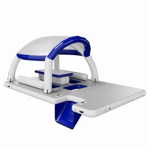 [Ships in 2 Boxes] [Summervibes] AMERLIFE Inflatable Floating Dock, 16.4x10x7.2 FT Water & Land Inflatable Platform with Canopy, Built-in Table, Water-Level Seating, Large Floating Deck and Ladder for Lakes, Pools & Beach