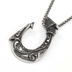 Unisex Simple Fish Hook Necklace - Hip-Hop Vintage Punk Style, Titanium Steel, 24 Inches  A Perfect Gift for: Couples, Friends, Boyfriends, Girlfriends, Wife, Husband, Thanksgiving, Independence Day, Halloween, Black Friday, Christmas, and New Year  W569