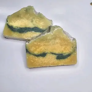 Soap, Handmade, Cold Processed, scented in Lemongrass and Sage.  Contains goatsmilk, Rice Bran Oil, Lard, Coconut Oil, Palm Oil, Castor Oil, Shea Butterr