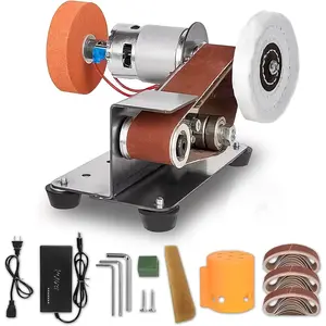 3-In-1 Mini Belt Sander & Bench Belt Grinder - Compact Electric Grinder for Wood, Jewelry, Metal, DIY Crafts | Adjustable Speed Polishing Sanding Machine with Low Noise