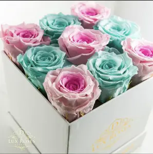 Small Cube Preserved Roses (Customizable)