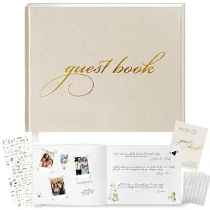 Wedding Guest Book Includes 200 Beautiful Stickers, Elegant Guest Book, to Sign at Your Reception Party,  Guest Book for , Guest Sign in Book Wedding Line in a Soft Color.
