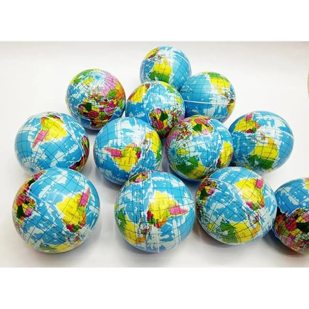 212 MAIN Mini Planet Globe Squishy Foam Stress Balls - 24 Per Box, Planet Theme Farm Animal & Poultry Pet Toy Accessory, Stress Relieving Accessory for Exercise Hand and Grip, Unisex Party Favors Goodie Bag Fillers