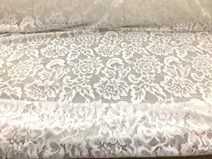 Embroidered Stretch Lace Apparel Fabric Sheer Floral Eggshell White FF411