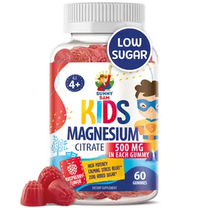 Sunny Sam Sugar-Free Magnesium Gummies for Kids & Teens - 500mg Calm Magnesium Citrate Gummies - Kids Magnesium Gummies - Chewable Magnesium Gummy Supplement for Sleep, Mood & Muscle Support- Raspberry Flavor - Magnesio para Niños