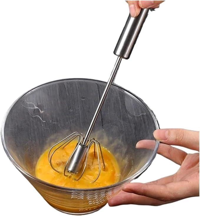3PCS manual egg beater! Three types of mixing heads, one click semi-automatic press, labor-saving and efficient stainless steel material with double ceiling efficiency, essential baking crafts for kitchens Utensils