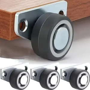 4-Piece Furniture Drawer Casters, Durable Silent Smooth 1.25 Inch Side Mount Quiet Wheels, Metal Surface Industrial Flat Base Casters